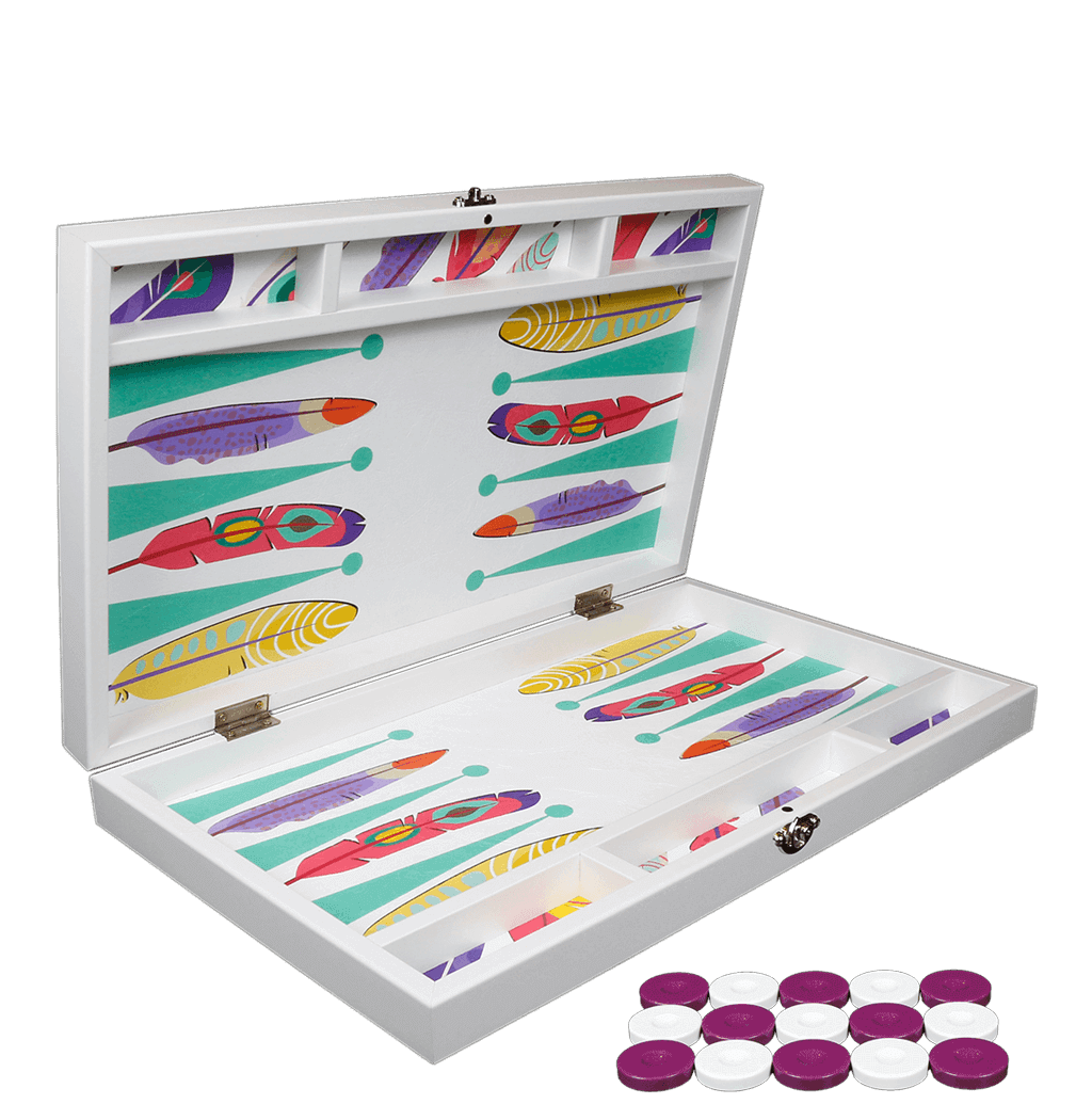 TREND FEATHER LEATHER BACKGAMMON SETS